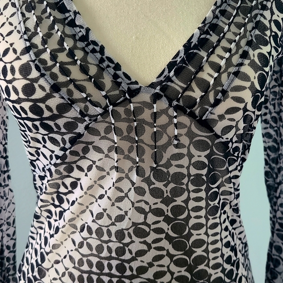 MEXX Black & White Patterned Mesh Blouse - Picture 2 of 5